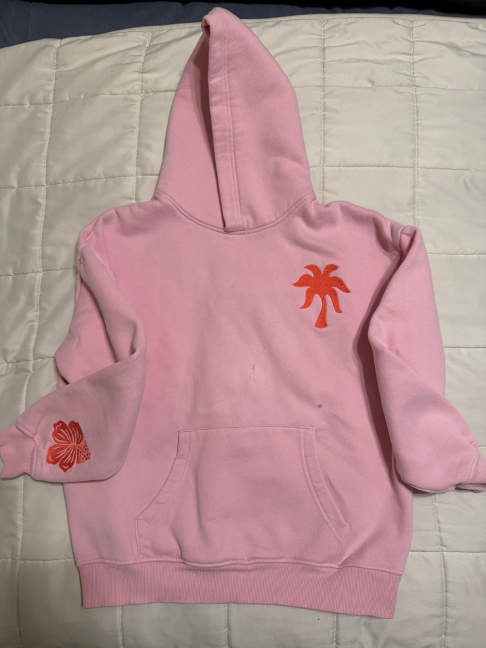 Pink Palm Puff Hoodie Pink size small